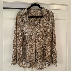Silk Snakeskin Button Down Blouse